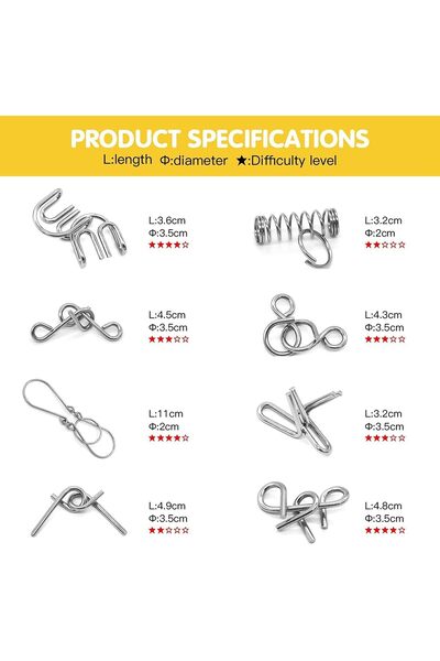 Other Magic Wire Puzzle, Metal Puzzle, Brain Teaser Games, 16 Pieces, by Momo Bear IQ Toys