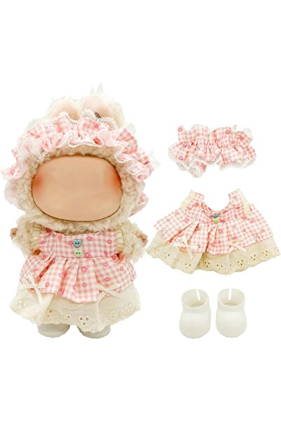 Generic Pink Plaid Set for Labooboo Doll