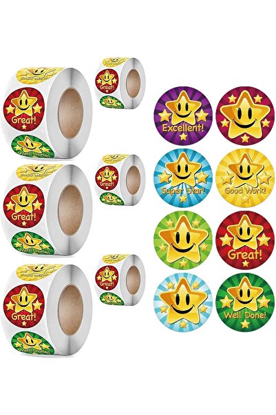 Generic Bolivia Reward Stickers 6 Rolls for Kids, 3000 Pieces Star Reward Stickers