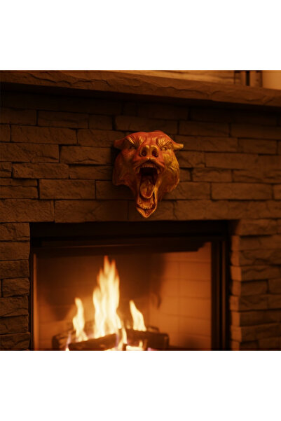 CT STONES Statuie decorativă de perete 3D cu cap de jaguar, auriu roșu, 20x16 cm