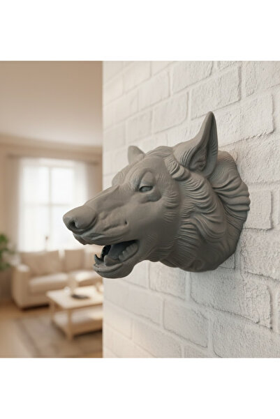 CT STONES Hangable Grey Wolf Statue Home Office Wall Ornament Decorative