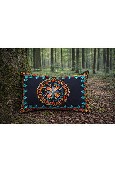 Miss Boheme Black Color Night Latch Embroidered Bohemian Pillowcase