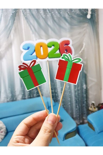 Alaa Butik Online New Year's Cupcake & Dessert Decorations. New Year's Party Toothpick – 8 Different Models