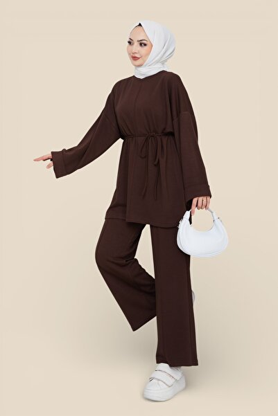 Eliva Women's Hijab Crew Neck Casual Stylish Ohsyo Modal Tunic and Wide Leg P...