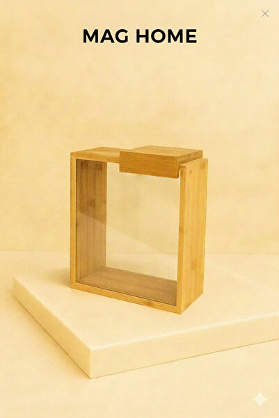 MagHome PREMIUM 2000 ML BAMBU KAPAKLI BÜYÜK BOY ŞEFFAF SAKLAMA KABI – KURU GI...