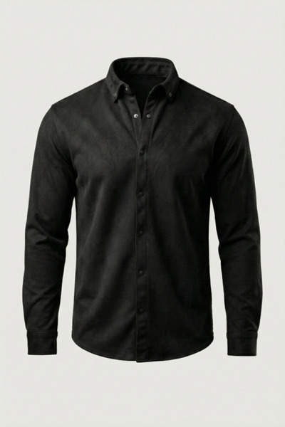 JANES Cămașă din piele intoarsa cu maneca lunga pentru barbati