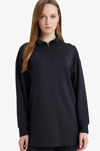 DeFacto Regular Fit Zippered Collar Long Sleeve Tunic F5771Ax26Sp