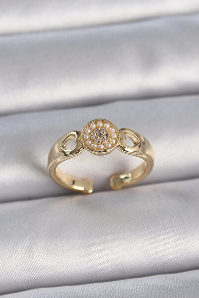 shopwave خاتم نسائي من حجر الزركون باللون الذهبي النحاسي مع تفاصيل مطرزة بالل...