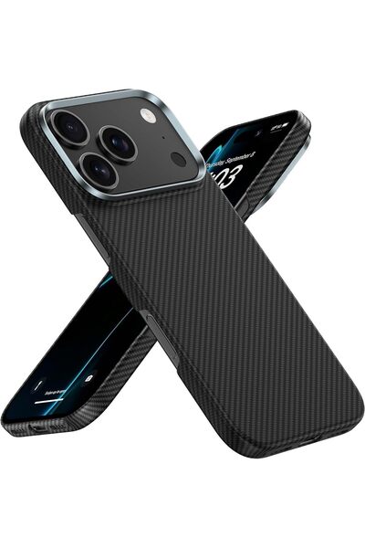 HYX جراب لهاتف آيفون 17 برو ماكس، مصنوع من ألياف الكربون، متوافق مع الشحن الم...