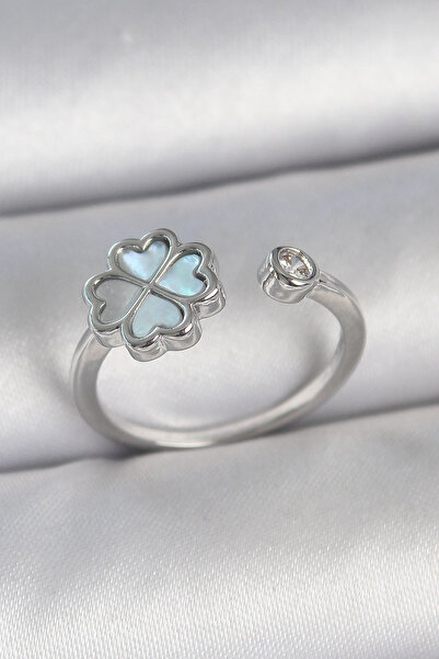 shopwave خاتم نسائي قابل للتعديل من النحاس الفضي اللون مع تفاصيل حجر الزركون ...