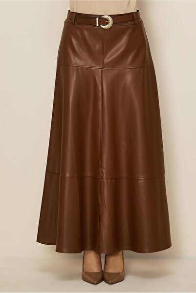 Alvina Belted Faux Leather Skirt 60729
