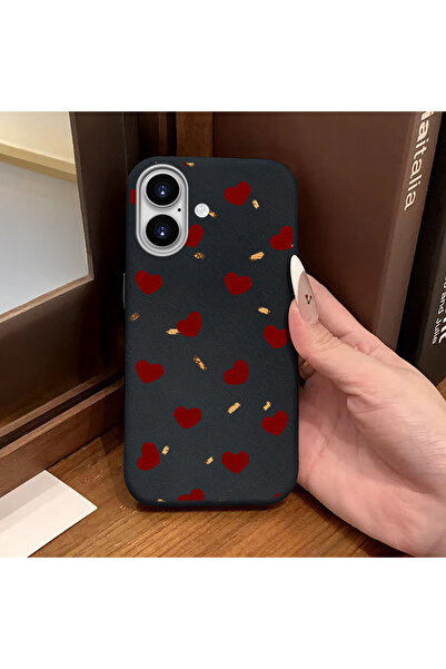 ucuc جراب سيليكون أسود متوافق مع آيفون 16 بملمس جلدي يحمي الكاميرا ويوفر امتص...