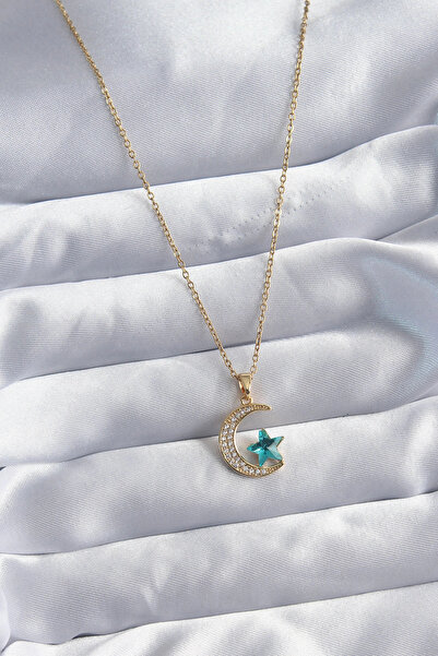 shopwave قلادة نسائية من الفولاذ 316L بلون ذهبي مع تفاصيل حجر الزركون على شكل...