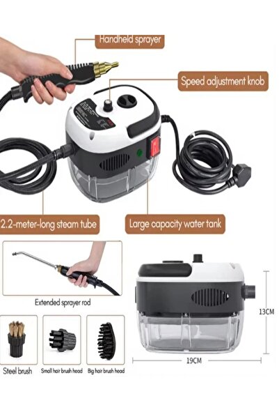 DYSWEI منظف بخاري محمول بقوة 2500 واط مع 12 ملحقًا | للاستخدام المنزلي/السيار...