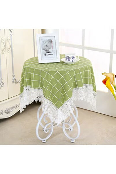 Generic European Square Lattice Round Table Cloth 130 x 130 Table Cover