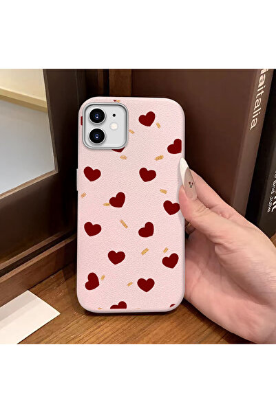 ucuc جراب سيليكون متوافق مع آيفون 12/12 برو بلون وردي وملمس جلدي يحمي الكامير...