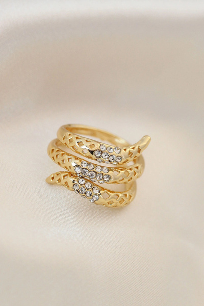 shopwave خاتم حجر الزركون المعدني باللون الذهبي قابل للتعديل - TJ-BYK2040