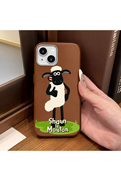 ucuc Brown Leather Texture Silicone Compatible with iPhone 14 Plus/15 Plus Pr...