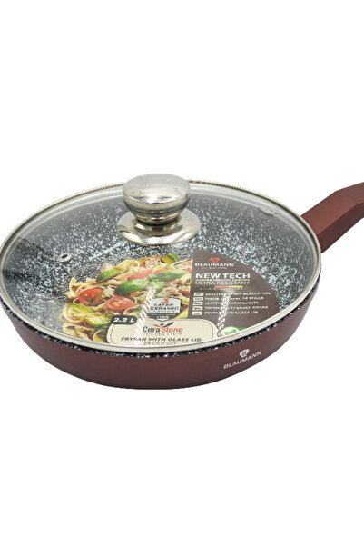 Cerastone Frying pan with lid, cast aluminum, 24x5.6 cm, 2.2 l, 3 layers of c...
