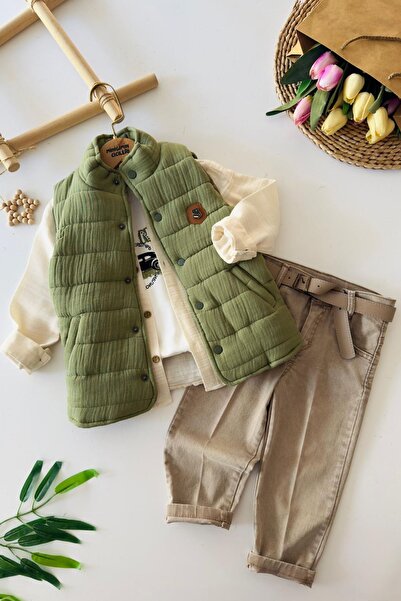 Minigimin Cicileri Set de set cu vestă cămăși din muselină și bumbac pentru c...