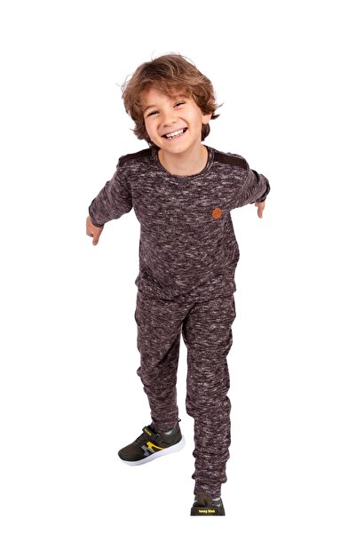 Ozmoz By Mukadder Özden طقم رياضي شتوي للأولاد باللون البني الناعم