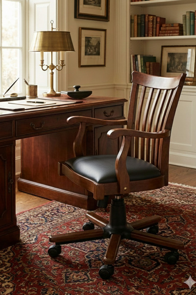 Woodenbend Venetto Ceviz Rengi Suni Deri Ofis Sandalyesi – Kayın İskelet Zama...