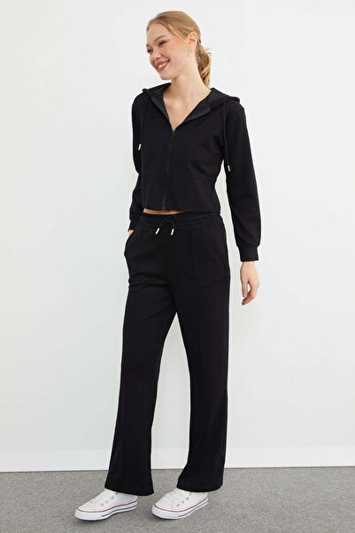 Fulla Moda Basic Hooded Çimalı Modal Tracksuit Set