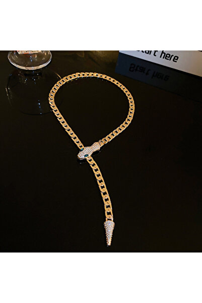Choice HN5196-1 Exaggerated Inlaid Rhinestone Snake Shaped Necklace for Women...