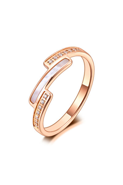 Choice 8 R21008R JeeMango New Titanium Stainless Steel Pave Setting Rhinestone Rings Jewelry Simple Geometr