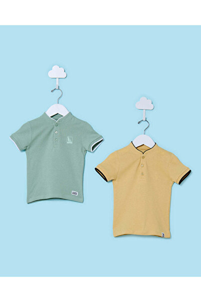 REDTAG طقم تيشيرتات للأطفال الرضع باللونين الأخضر والأصفر (عبوة من قطعتين)