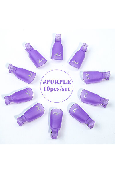 Choice PURPLE 10pcs Nail Art Soak Off Cap Clip for Nails UV Gel Polish Remover Wraps Polish Remover Clips M