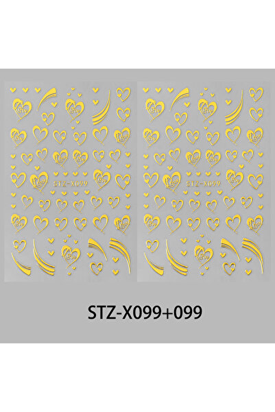 Choice 2 pcs STZ-X099 2 pcs Bronzing Golden Love Heart Nail Art Stickers Meta...