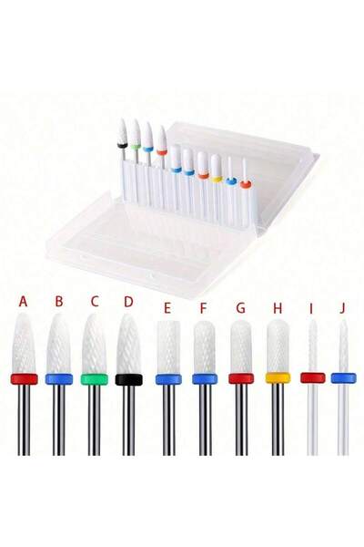 Choice 10PCS 10pcs Milling Cutter Ceramic Nail Drill Bits Electric Manicure F...