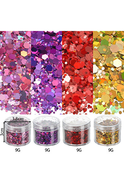 Choice3 مجموعة 09، 4 زجاجات/مجموعة، رقائق حشو راتنج إيبوكسي لامعة سداسية الشك...