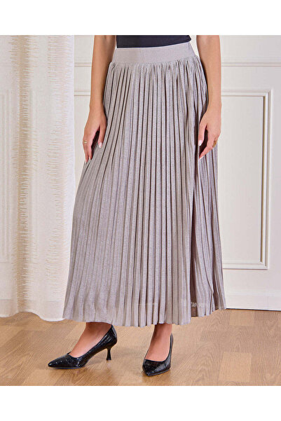 REDTAG Women Grey Pleated Maxi Skirt