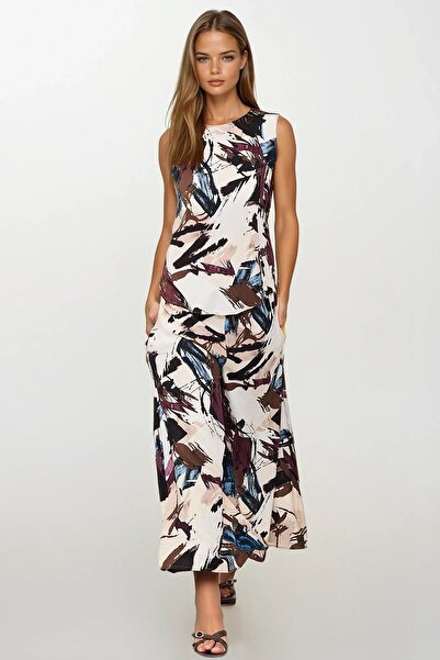 Trend Alaçatı Stili Women's Ecru Brown Waist Tied Double Pocket Pants and Blo...