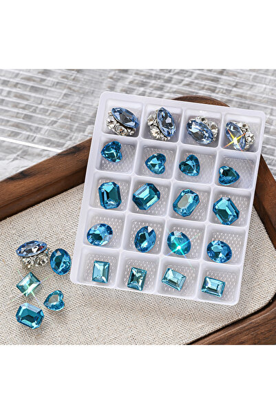 Choice ZB156-4 20Pcs 3D Sparkle Lake Blue Nail Art Rhinestones Mixed Heart/Ov...