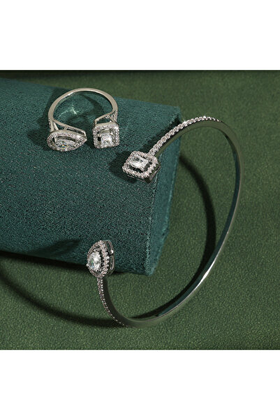 Choice Sliver Color ZAKOL Brand Classic Water Drop AAA Zircon Open Bracelet R...