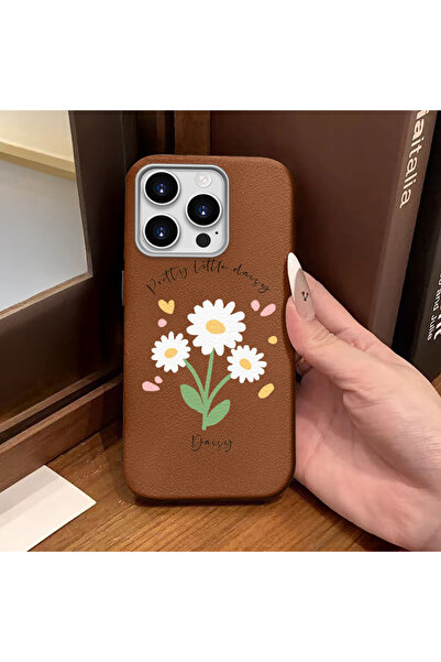 ucuc جراب سيليكون بملمس جلدي بني متوافق مع آيفون 15 برو يحمي الكاميرا ويوفر ا...