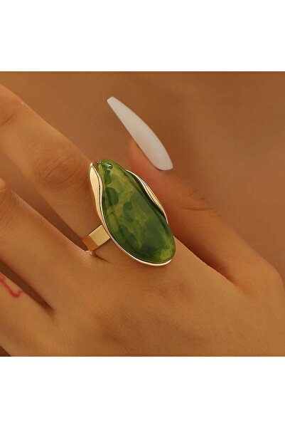 Choice 02 تصميم جديد، لون بني، أخضر، بيج، خاتم هندسي قابل للتعديل من الراتنج،...