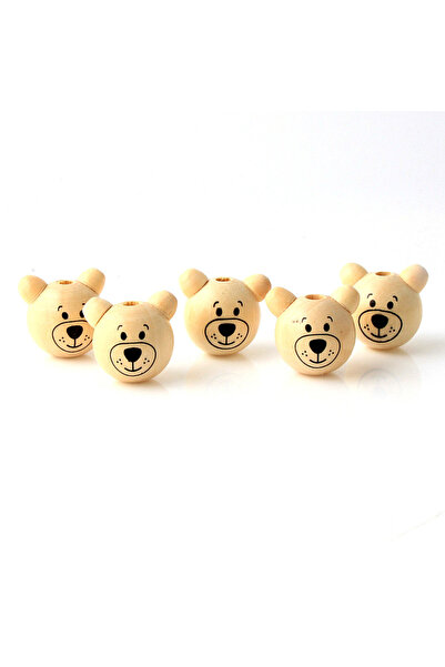 Choice 5pcs 3D Bear Wooden Ball Smiling Face Wood Spacer Beads For Jewelry Making Diy Bracelet Fit Kids ...