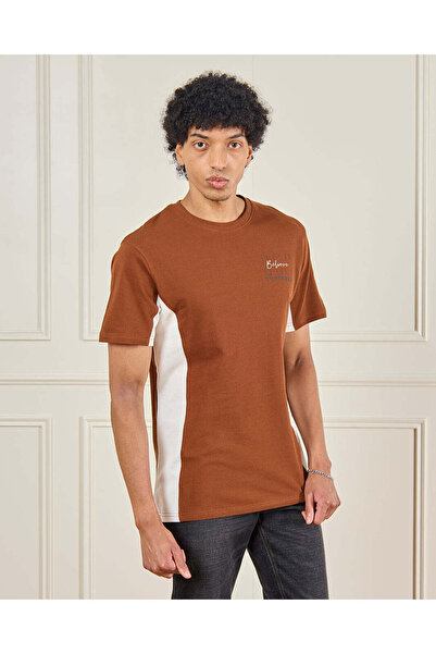REDTAG Men Brown Pique Active T-Shirt