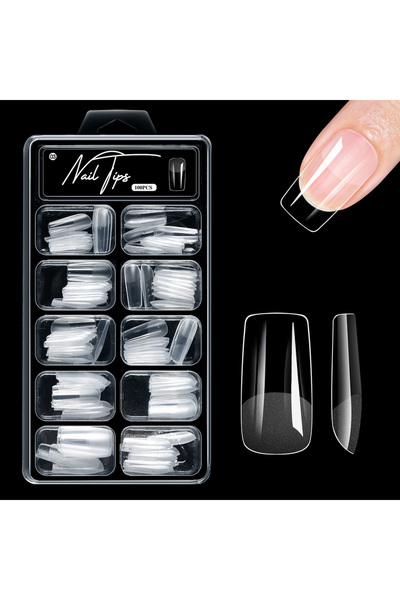 Choice 03 100 قطعة من أطراف الأظافر الاصطناعية المصنوعة من الجل الناعم، نصف/ك...