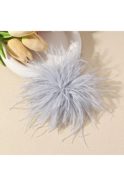 Choice بروش فاخر من ريش النعام الرمادي، طوله 15 سم، دبوس أنيق مصنوع يدويًا عل...