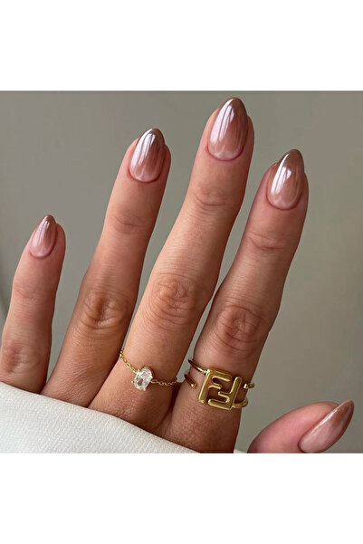 Choice W1453 مجموعة من 24 قطعة من أظافر صناعية بنية متدرجة الألوان بتصميم رأس...