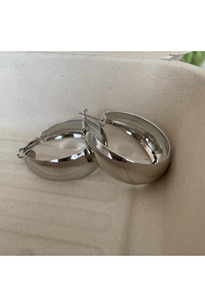 Choice silver Exaggerated Metal Smooth Wide C-shaped Earrings Geometric Circl...