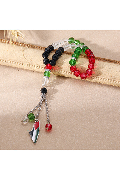 Choice YA0892-2-8mm Palestinian Flag Beads Bracelet Palestine Arabic FlagTesb...