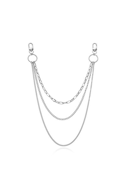 Choice A silvercolor Vintage Long Metal Rock Trousers Hipster Pant Jean Keych...