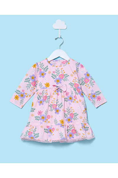 REDTAG Infant Girls Pink Floral Printed Dress