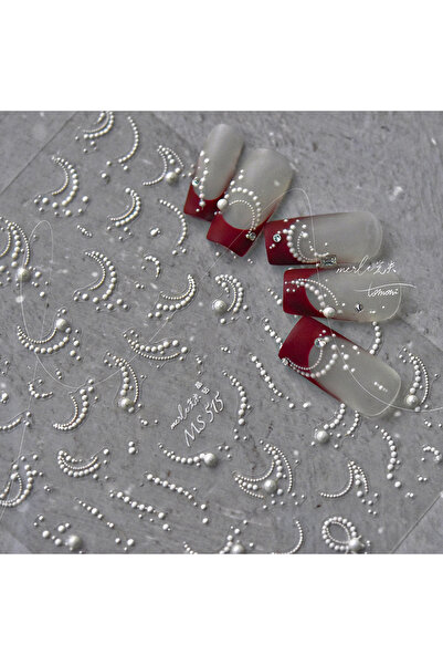 Choice قطعة واحدة من ملصقات فن الأظافر الفرنسية ذات الخطوط اللؤلؤية البيضاء خ...